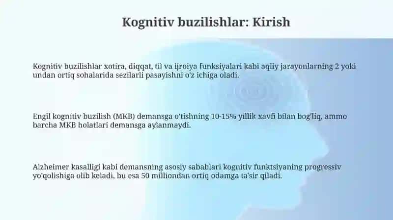 Kognitiv buzilishlar. Diagnostika usullari 3