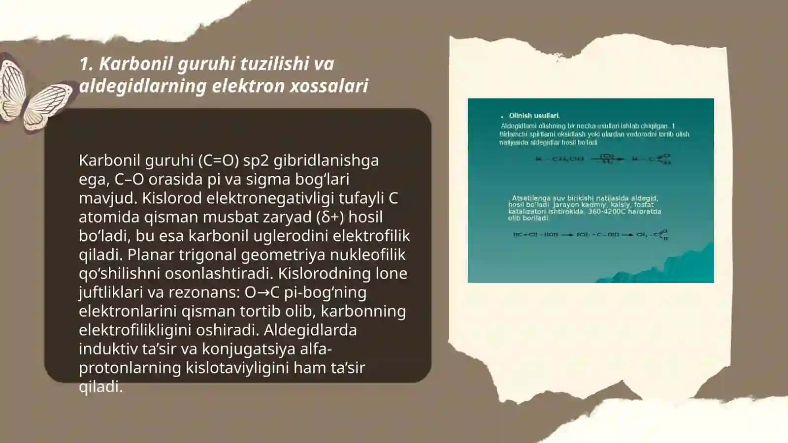 Aldegidlarning reaksion qobiliyati va kimyoviy xossalari 3