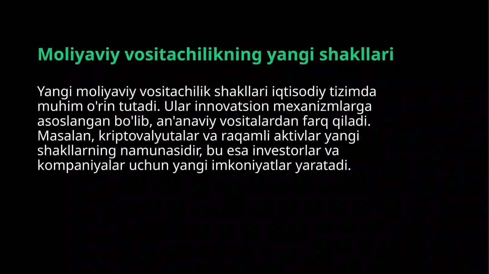 Moliyaviy vositachilikning yangi shakllari 3