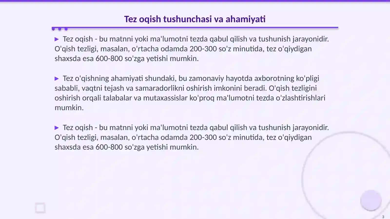 Tez oqishga orgatish usullari 3