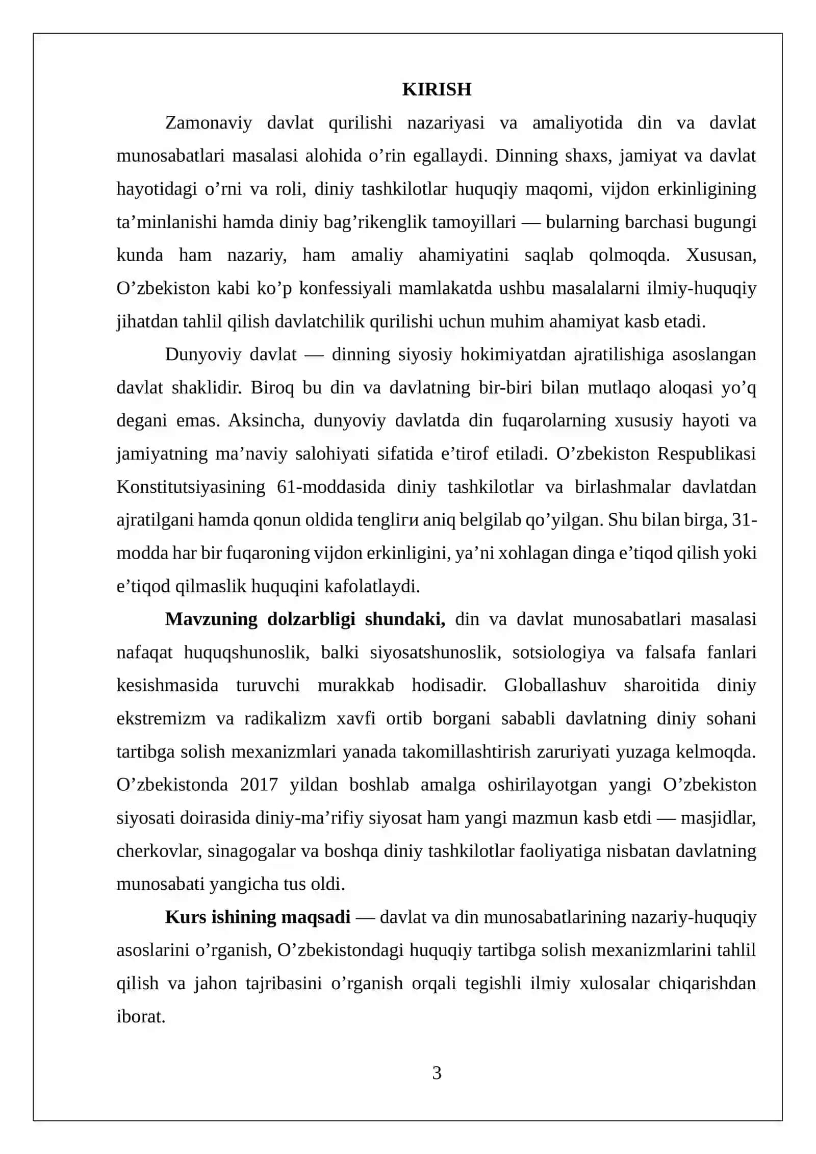 DAVLAT VA DIN MUNOSABATLARINING HUQUQIY ASOSLARI 3