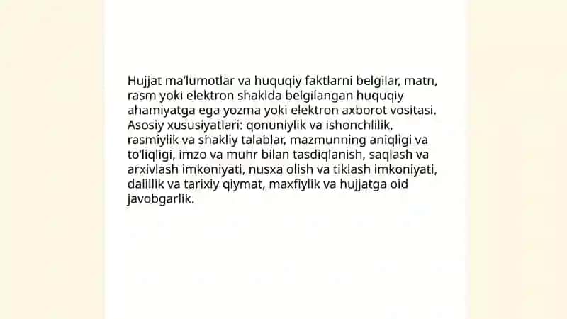 Hujjat turlari va xususiyatlari 3