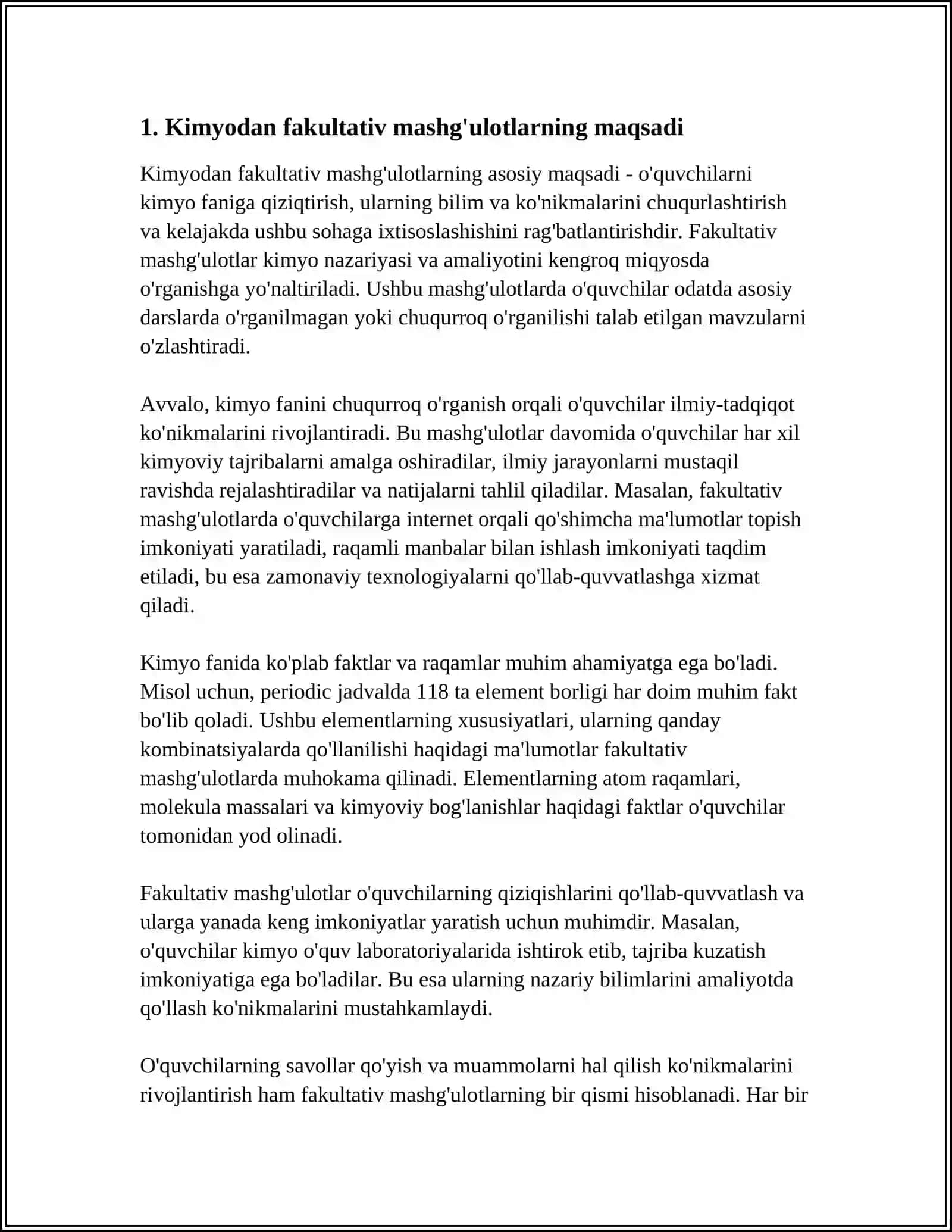 Kimyodan fakultativ mashg'ulotlarning maqsadi 3