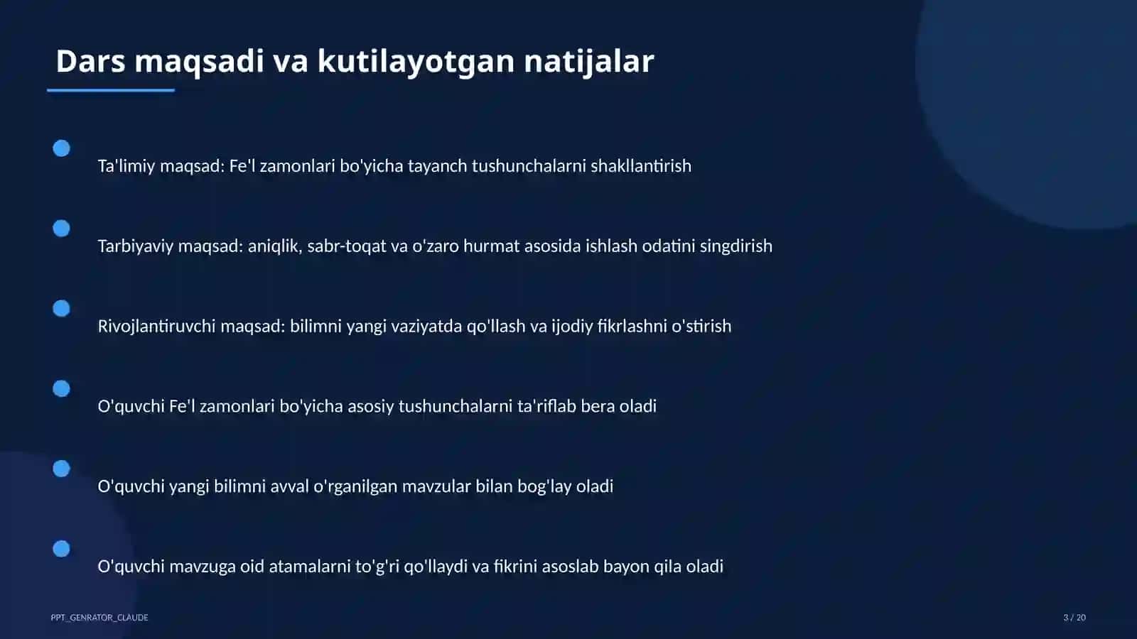 Fe'l zamonlari (4-sinf) 3