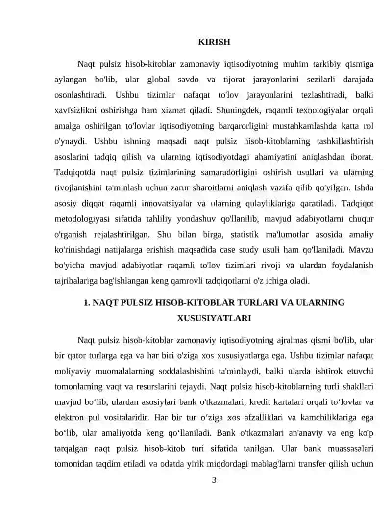 Naqt pulsiz hisob kitoblar va ularni tashkillashtirish asoslari 3