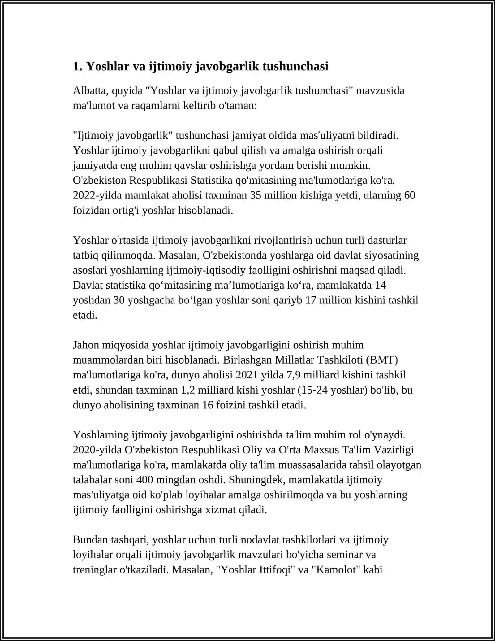KASB VA IJTIMOIY FAOLLIK:YOSHLAR TOMONIDAN IJTIMOIY JAVOBGARLIK 3