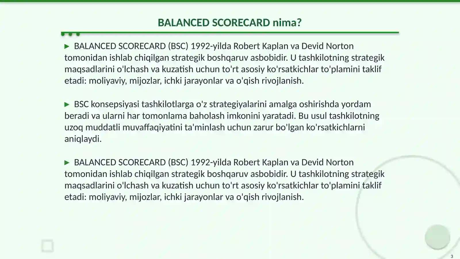 Samaradorlikning tayanch ko‘rsatkichlari (stk) asosida operatsion strategiyani amalga oshirish 3