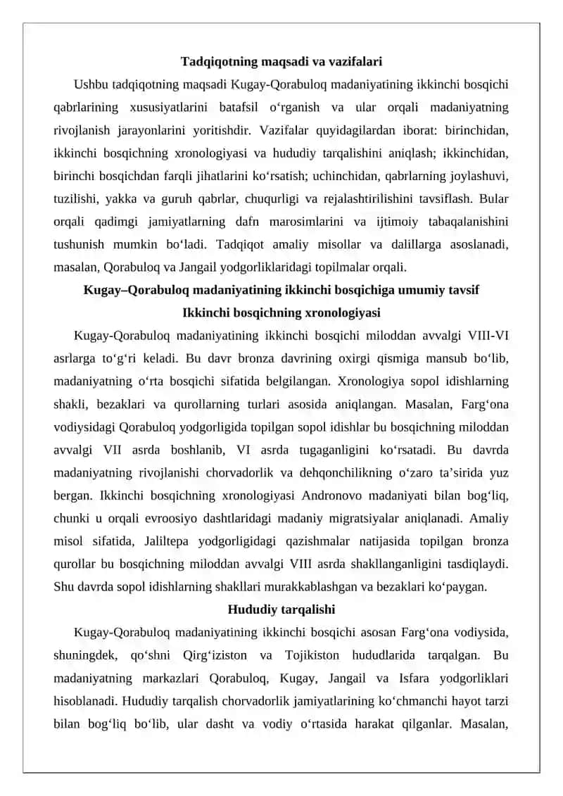 Kugay-Qorabuloq madaniyatining ikkinchi bosqichi qabrlarning xususiyati 3