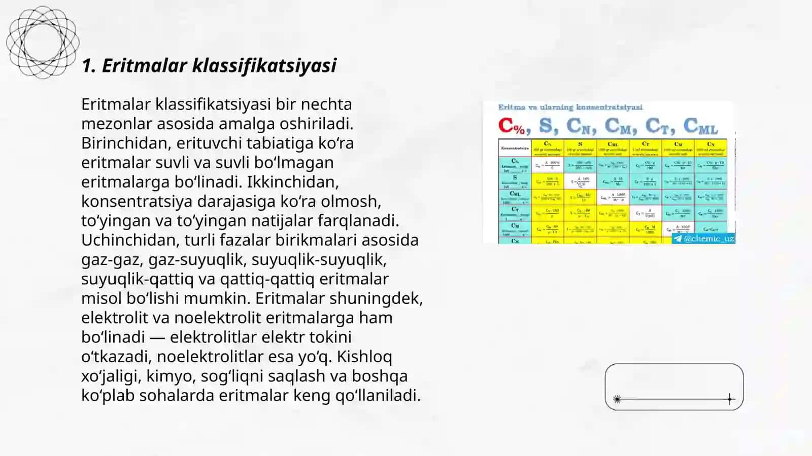 Eritmalar hosil bo'lishi va ularning konsentratsiyalari 3