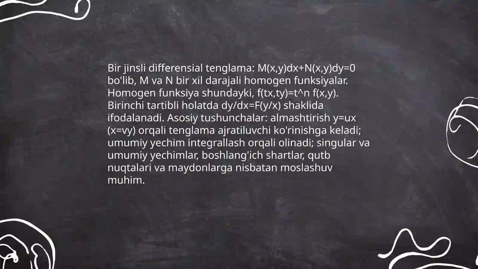 Bir jinsli differensial tenglamalar va ularni yechish 3