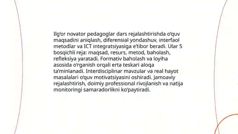 Ilģor novator pedagoglarning ish tajribasini o‘rganish 3