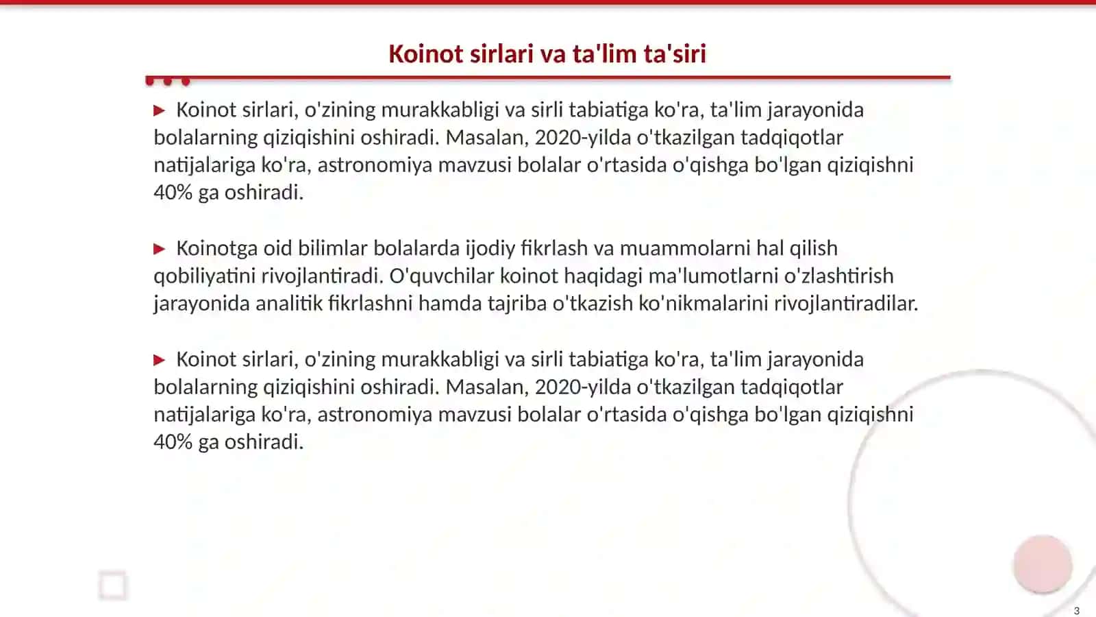 Koinot sirlari: Qurish va Konstruktsiyalash, Matematika 3