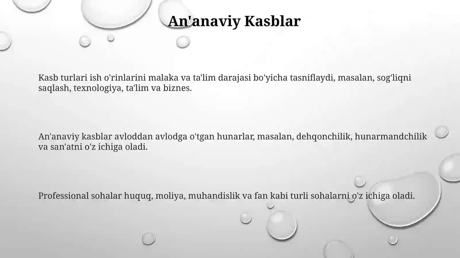 An'anaviy Kasblar 3