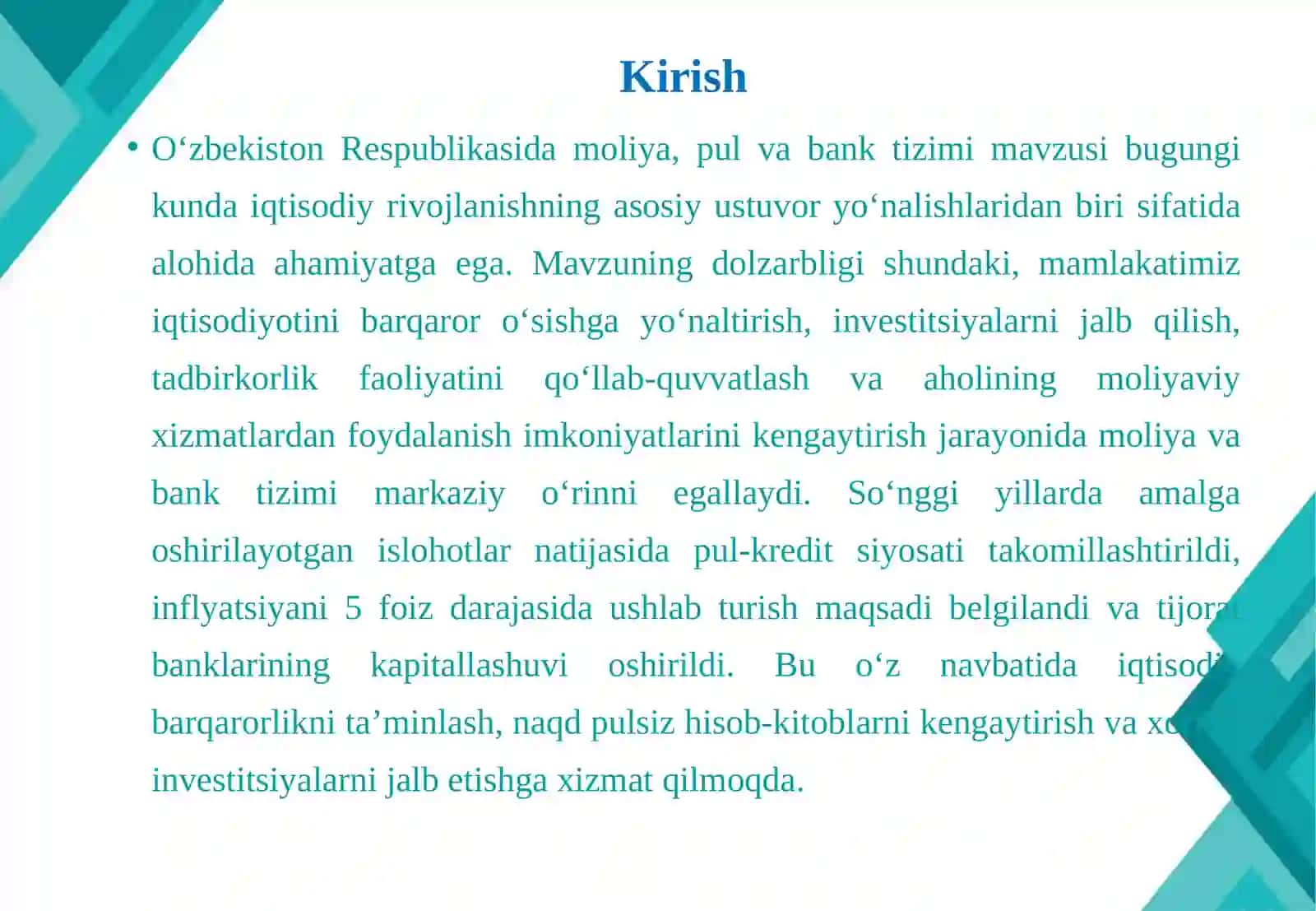 O‘zbekiston Respublikasida moliya,pul va bank tizimi 3