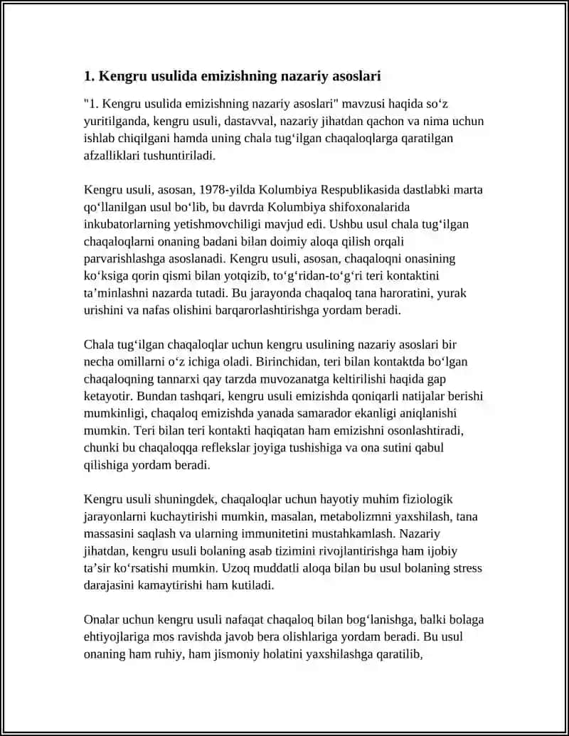 CHALA TUGʻILGAN CHAQALOQLARNI KENGRU USULIDA BOQISH 3