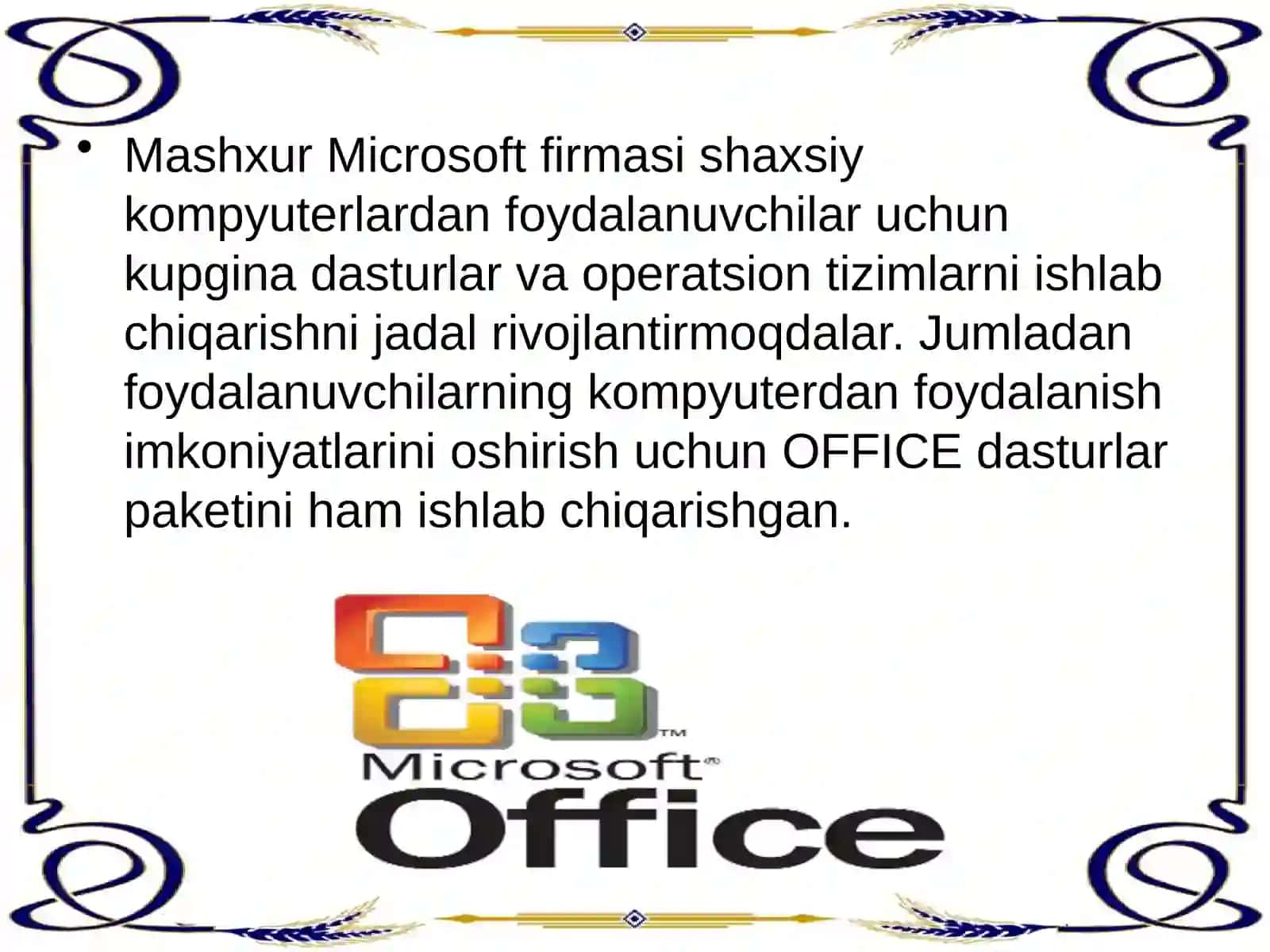 Microsoft Offiсe dasturlar 3