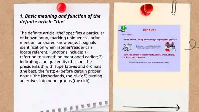 Basic meaning and function of the definite article "the" 3
