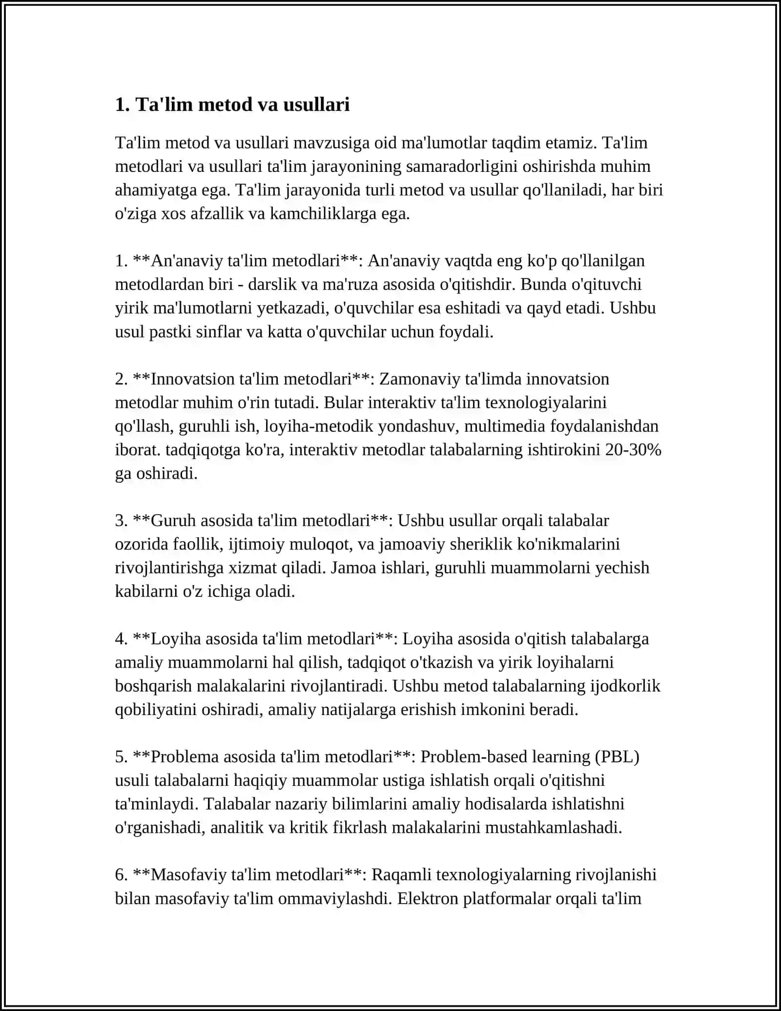 MUSTAQIL ISH Mavzu: PEDAGOGIK QOBILYATLAR 3