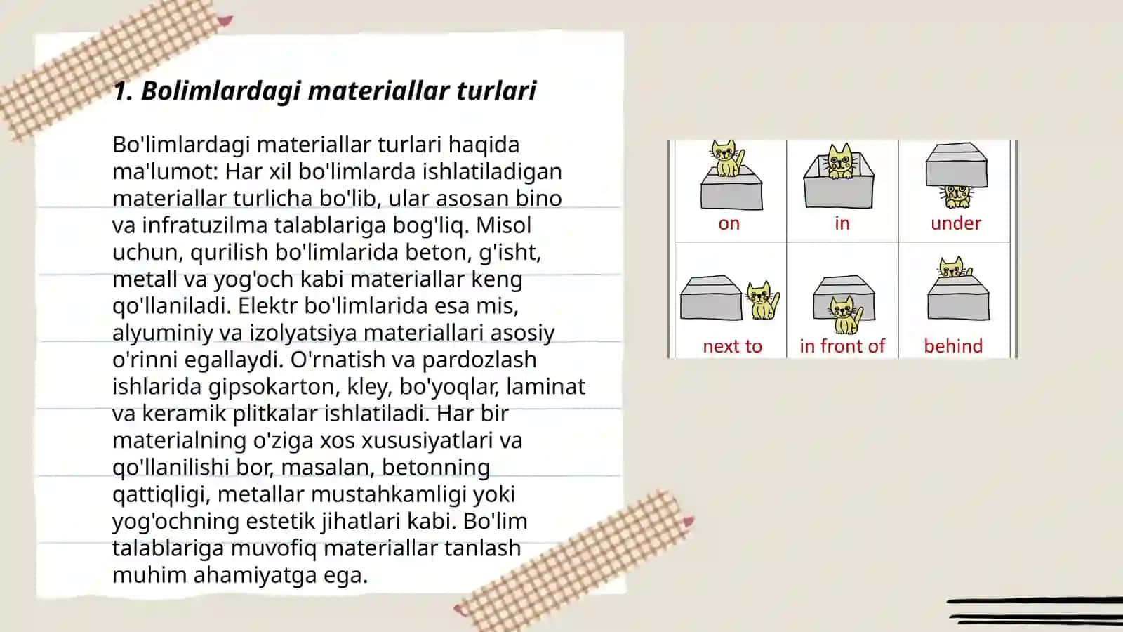 Bolimlardagi materiallar turlari 3