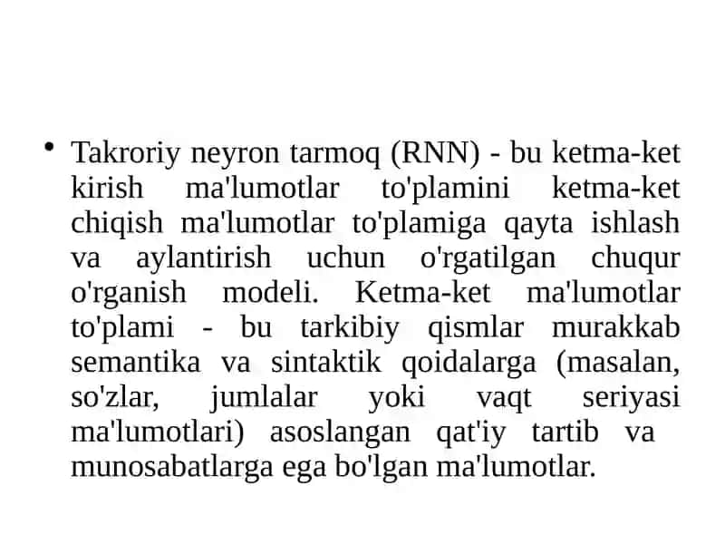 Takroriy neyron tarmoqi (RNN) 3