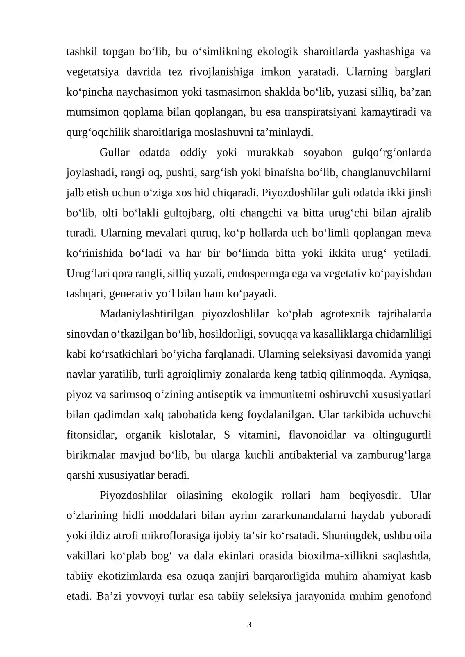 PIYOZDOSHLAR (ALLIACEAE) OILASINING MORFOLOGIYASI 3