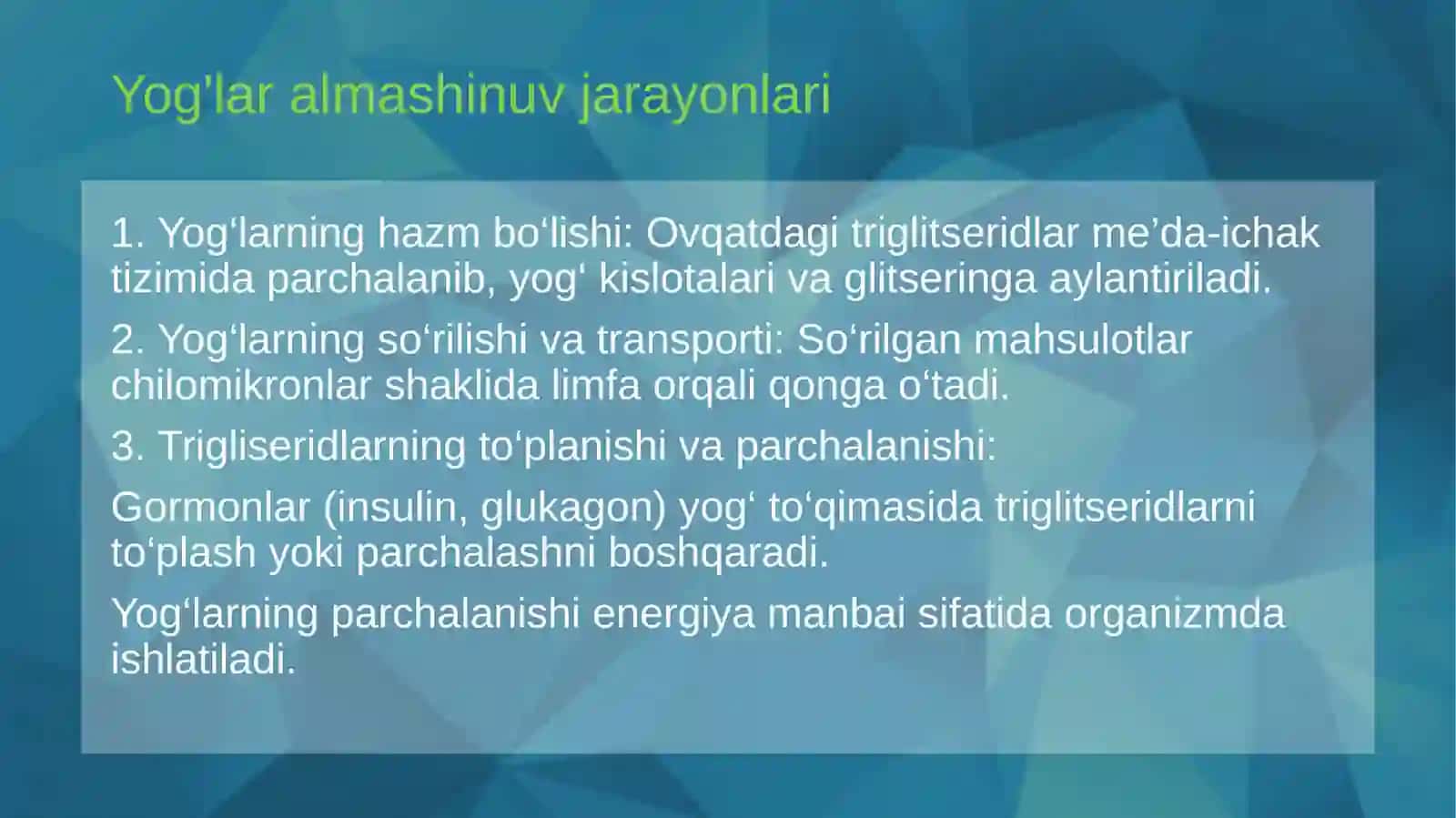 Yog'lar almashinuvining buzilishlari 3