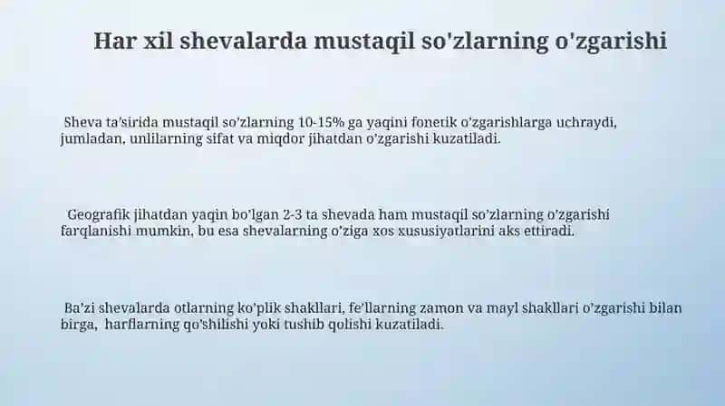 Shevalarda mustaqil soʻzlar 3