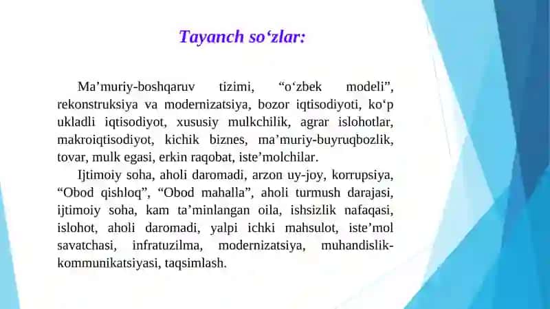 Ma’ruza mashg’uloti rejasi 3