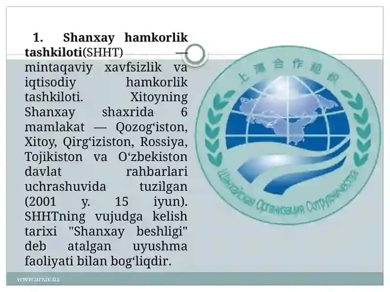 Shanxay Hamkorlik Tashkiloti(SHHT) 3