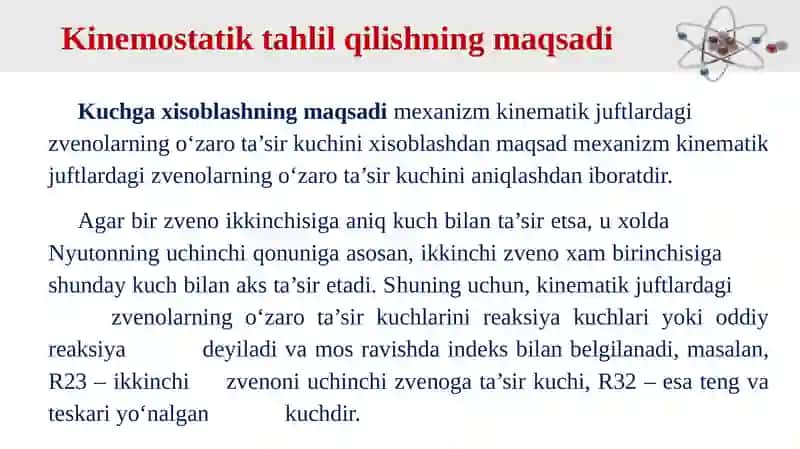 Mexanizmlarni kinemostatik tekshirish 3