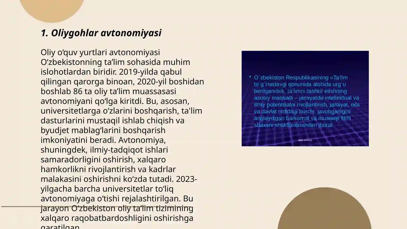 Oliy ta'lim tizimidagi o'zgarishlar 3