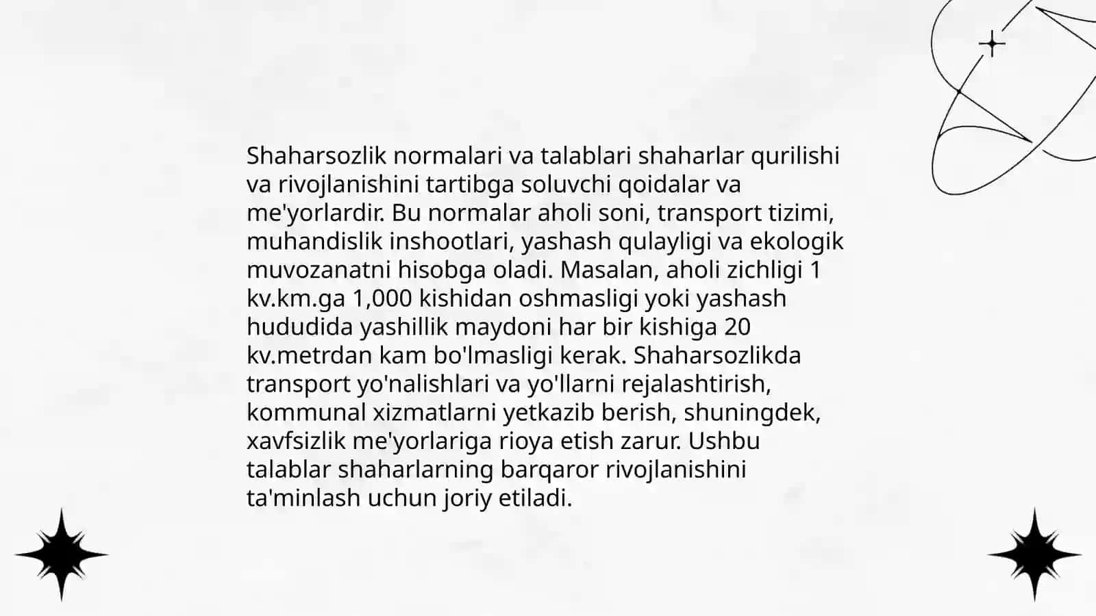 Shaharsozlik normalari va talablari 3