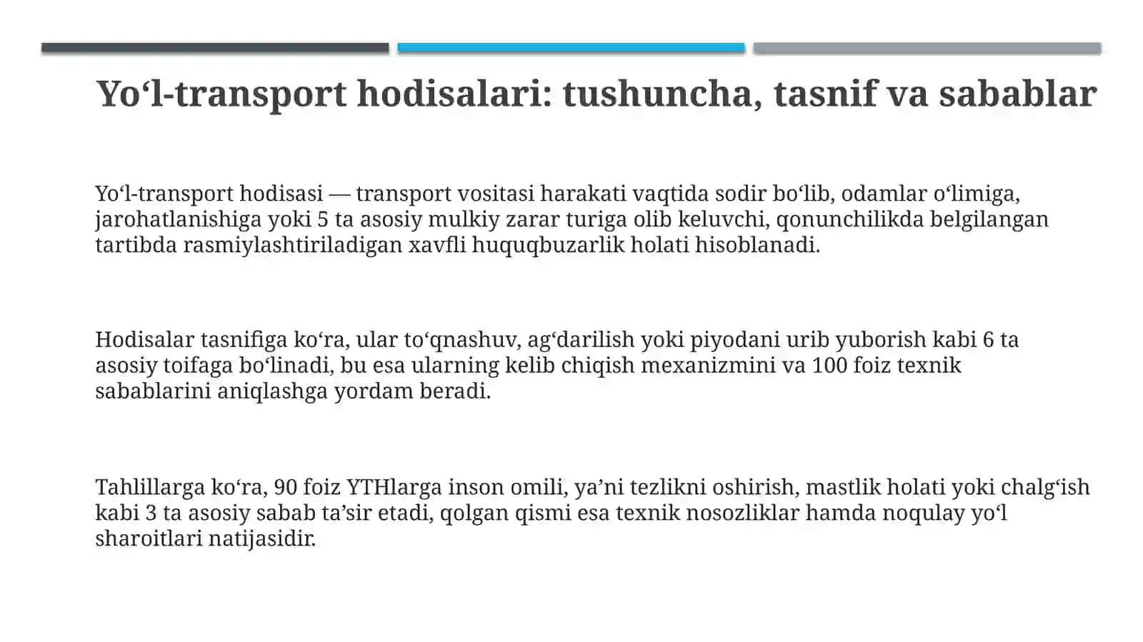 Yo‘l-transport hodisalari: tushuncha, sabablari va tahlili 3