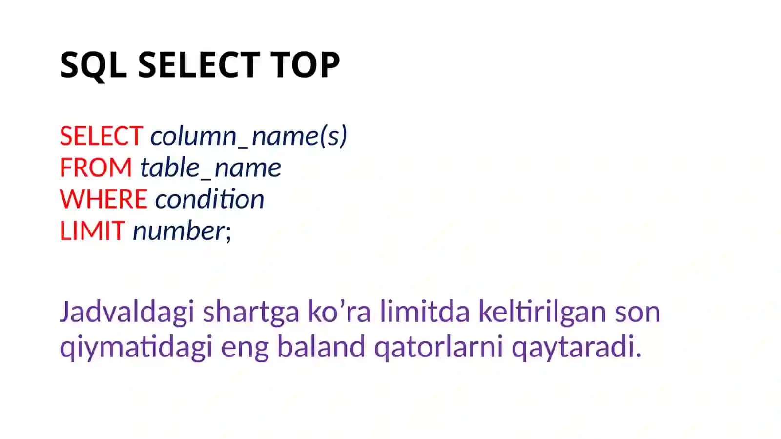 SQL tilida murakkab so’rovlar yaratish. 3