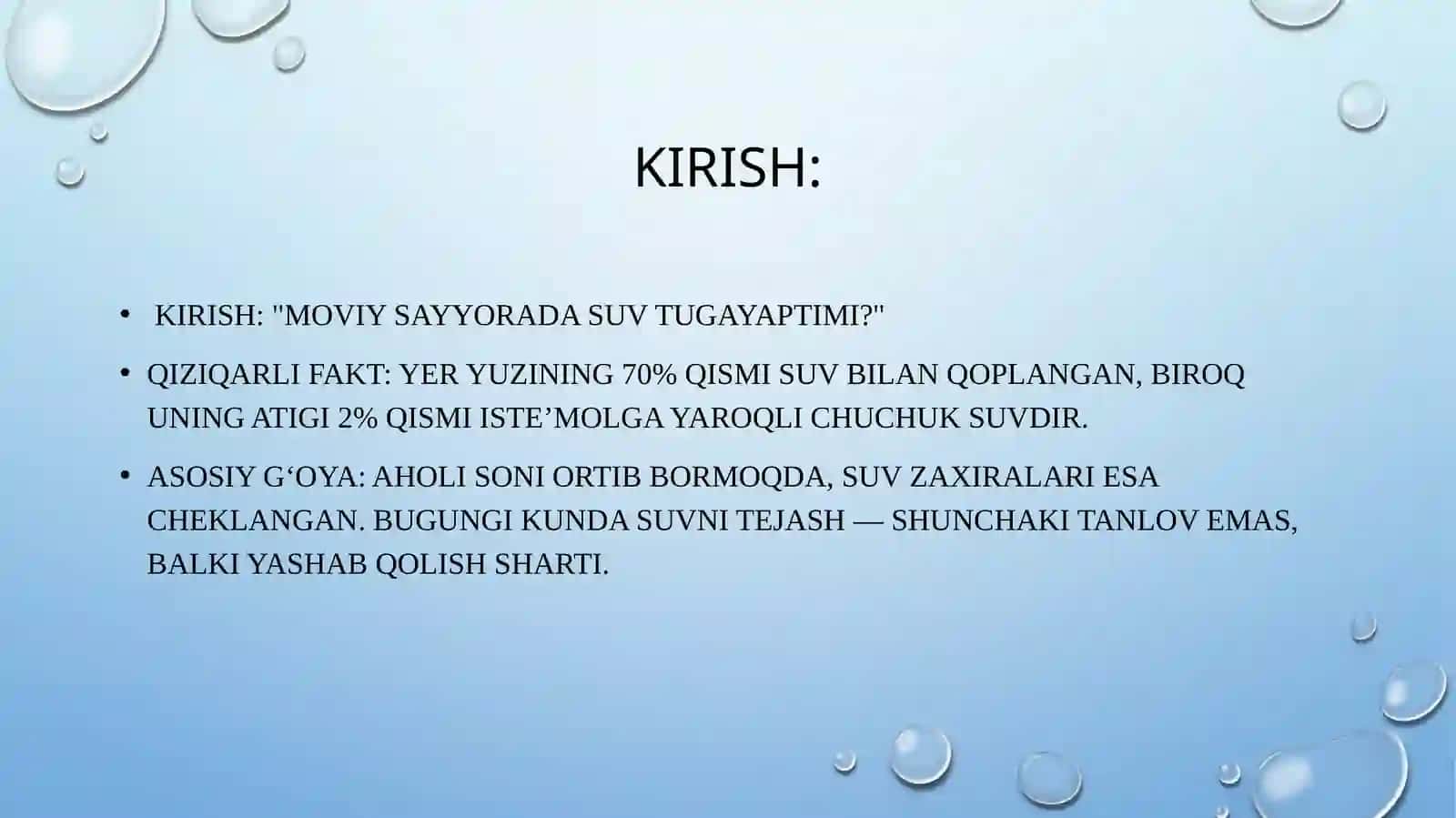 SUV RESURSLARIDAN SAMARALI FOYDALANISH VA MUHOFAZA QILISH 3