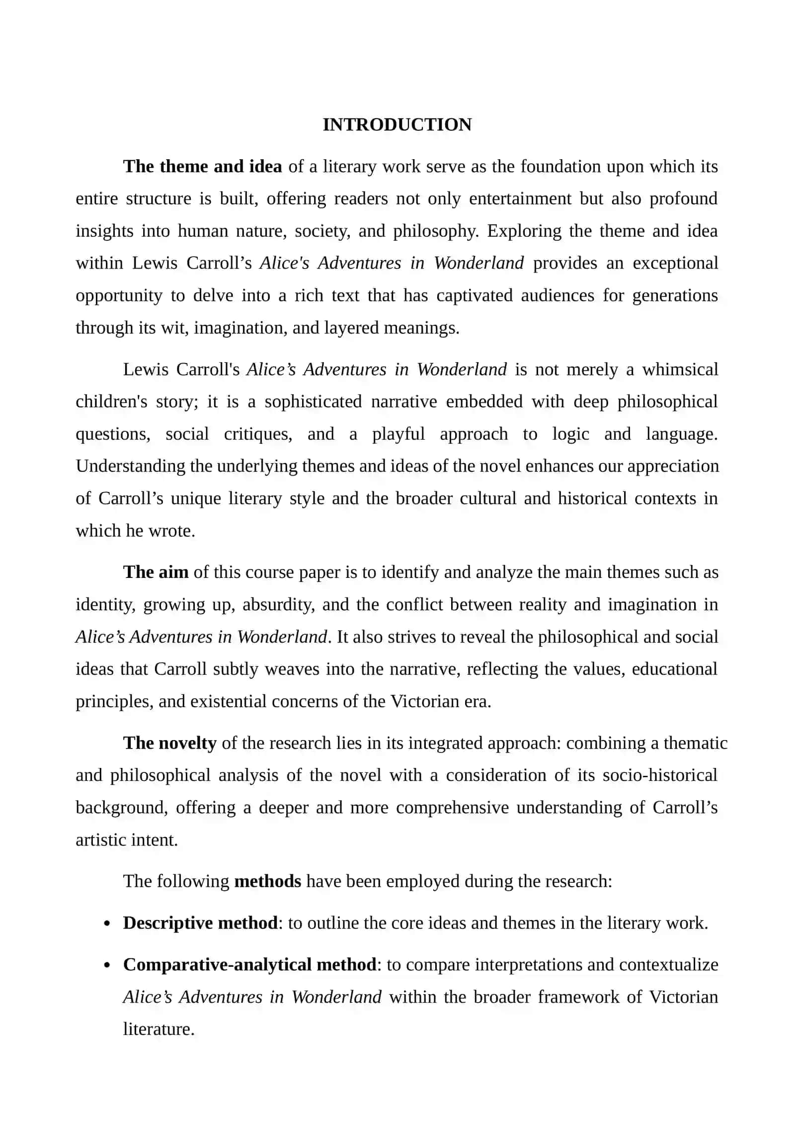 Alice in Wonderland Course Paper 3
