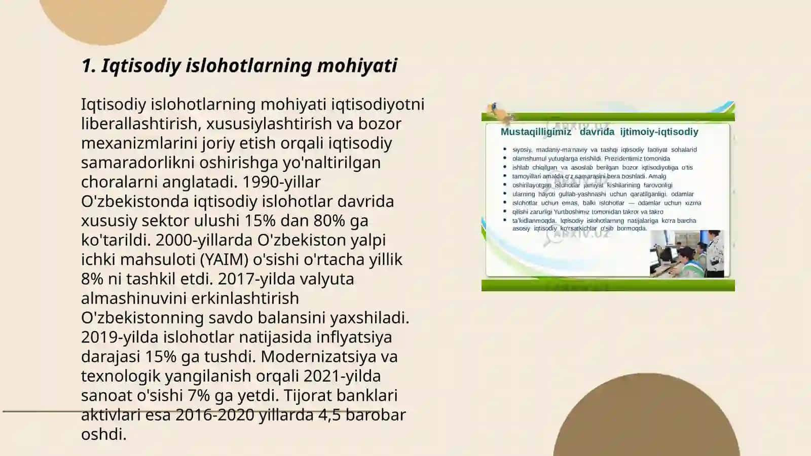Iqtisodiy islohotlar xususiy mulkchilikning shakllanishi 3