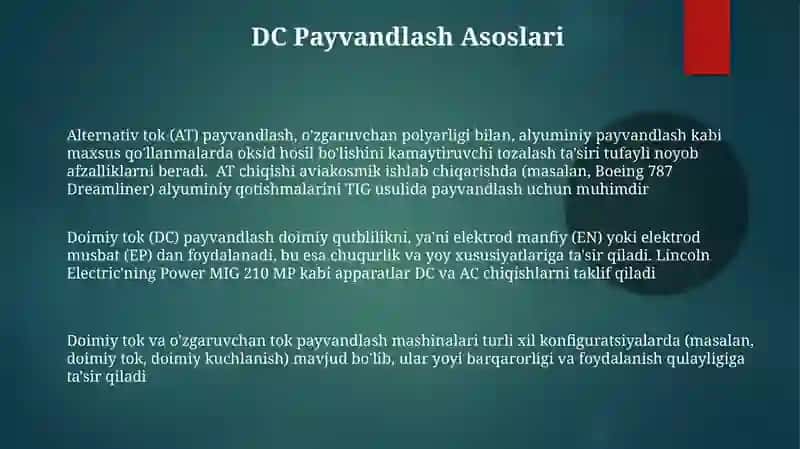 Alternativ tok (AT) payvandlash 3