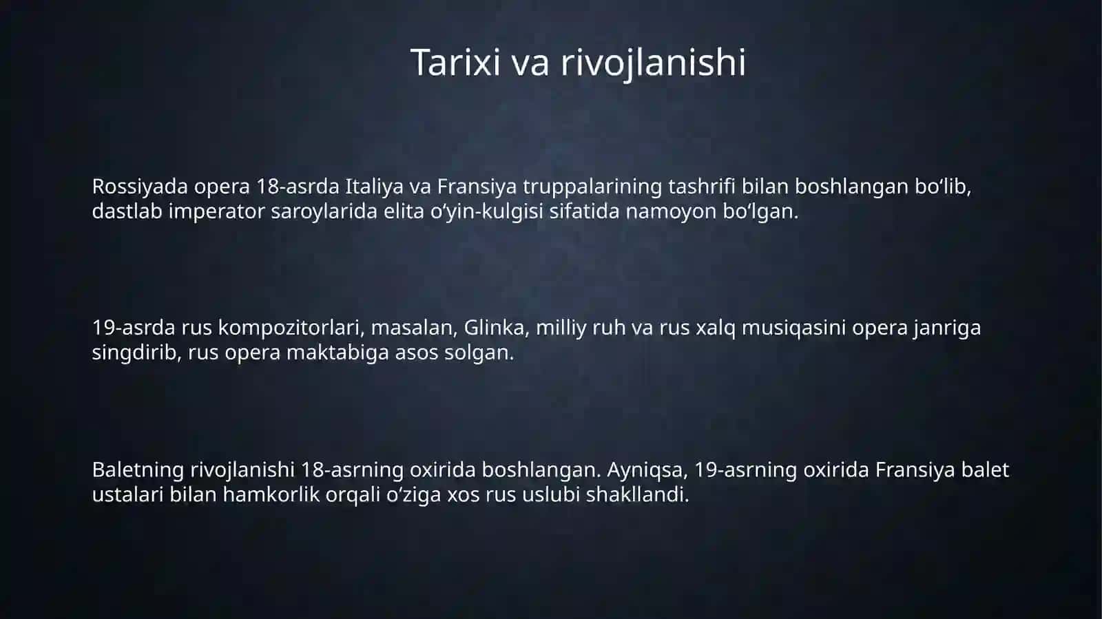 Rus kompozitorlari tomonidan yaratilgan opera va baletlar 3