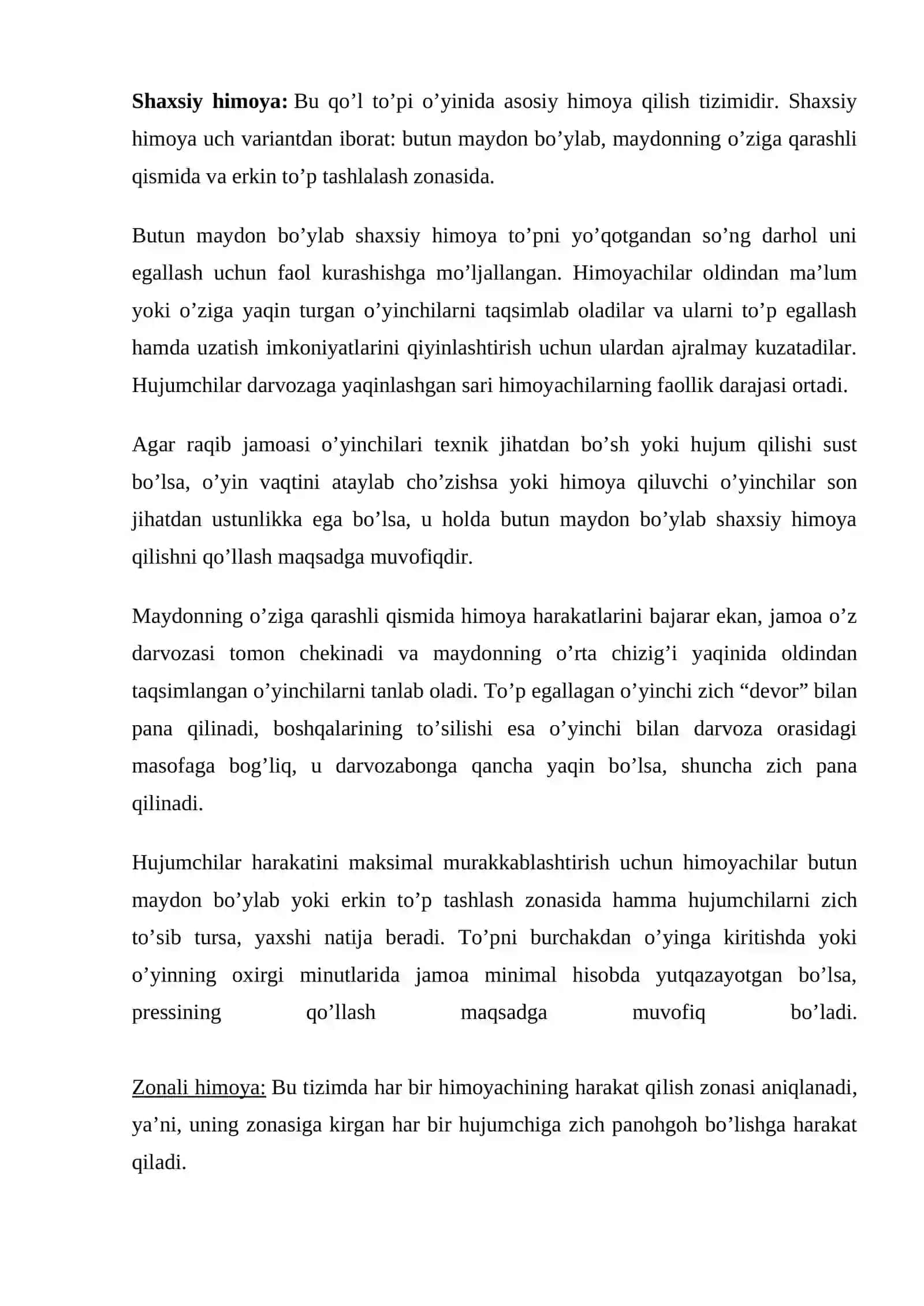 Qo’l to’pi o’yini texnikasi va taktikasi tasnifi 3