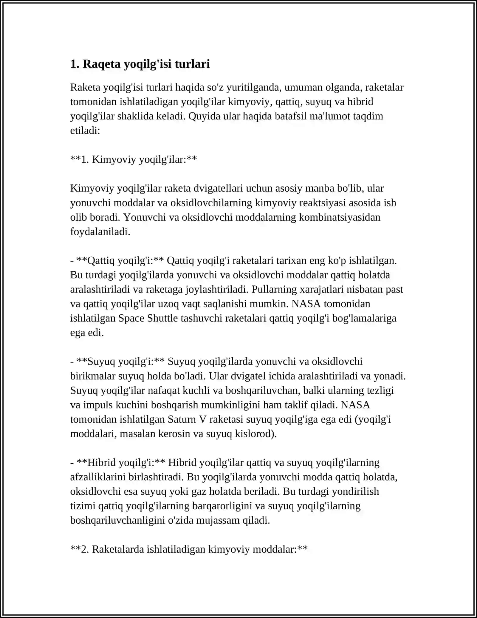 RAKETA YOQILGʻI BOʻLIMI ISHLASH PRINSIPLARI 3