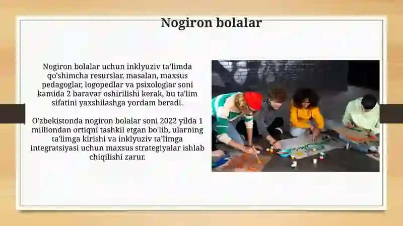 Nogiron bolalar uchun inklyuziv ta'lim 3