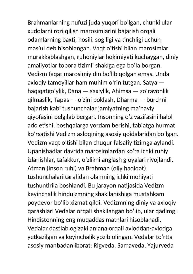 Milliy dinlar-vedizm dini ta’limotida axloqiy qarashlari 3