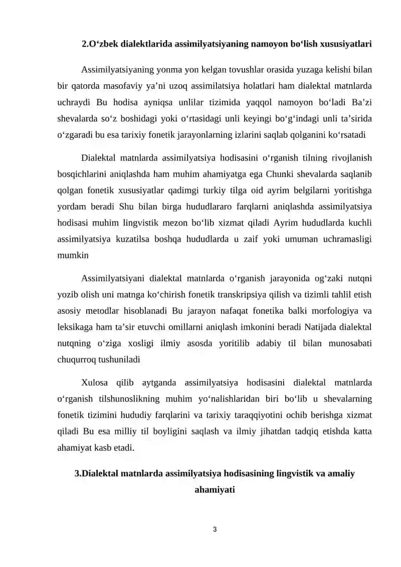 ASSIMILYATSIYA HODISASINI DIALEKTAL MATNLARDA O'RGANISH 3