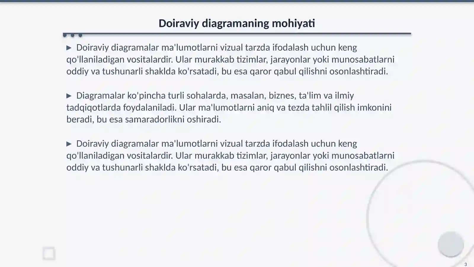 Doiraviy diagramada ma'lumotlarni aniqlash 3