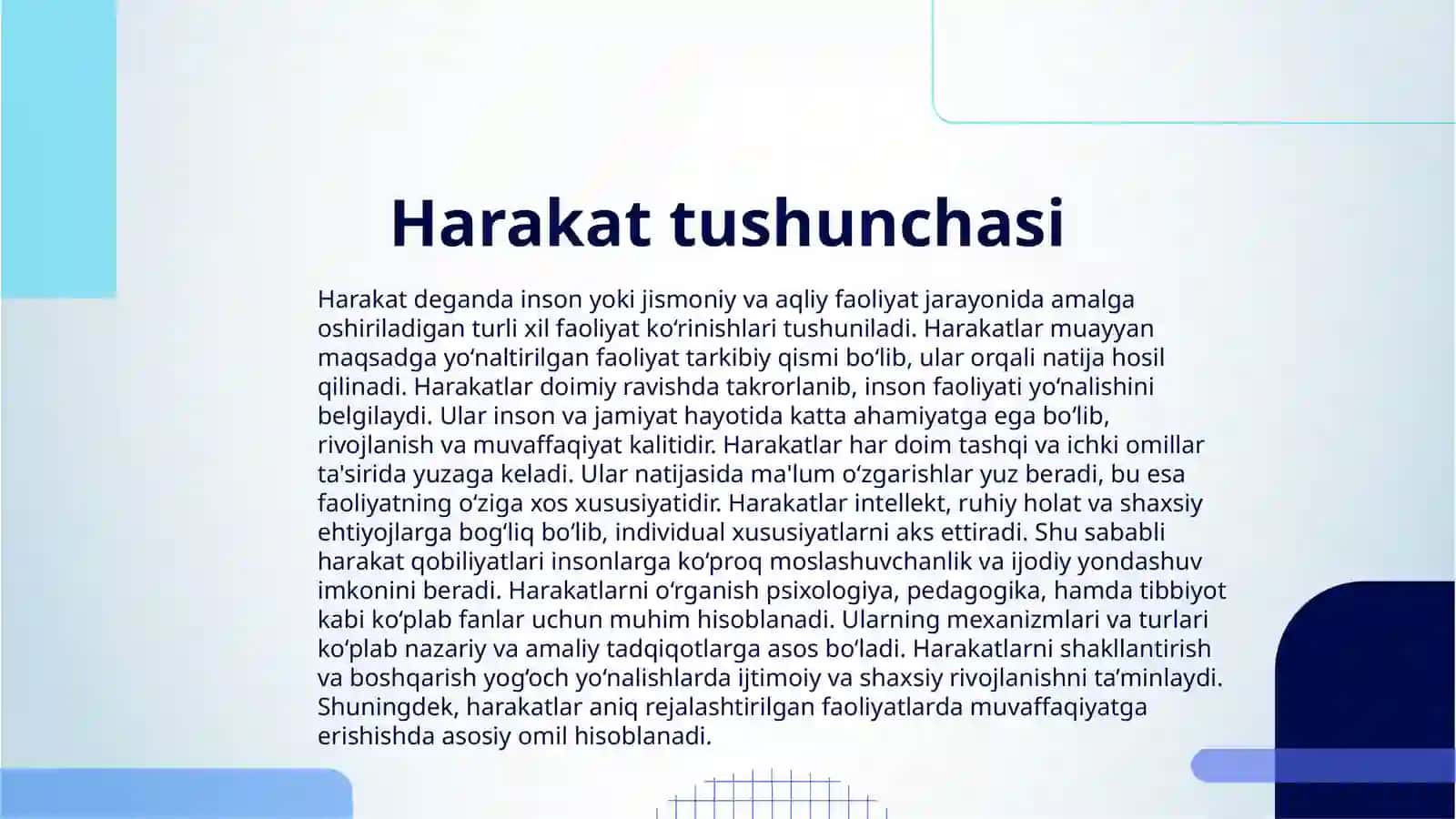 HARAKATLAR FAOLIYATNING AJRALMAS QISMI 3