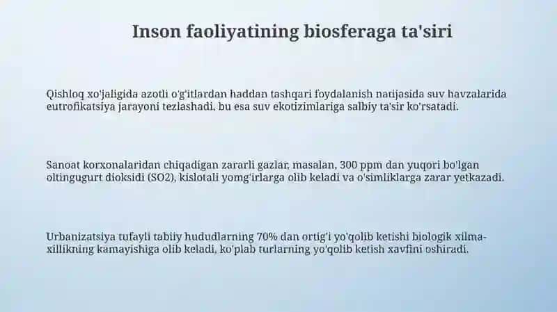 Inson faoliyatining biosferaga ta'siri 3