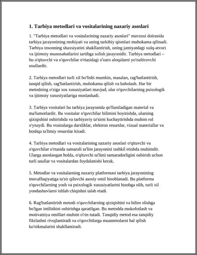 Tarbiya Metodlari va Vositalari 3
