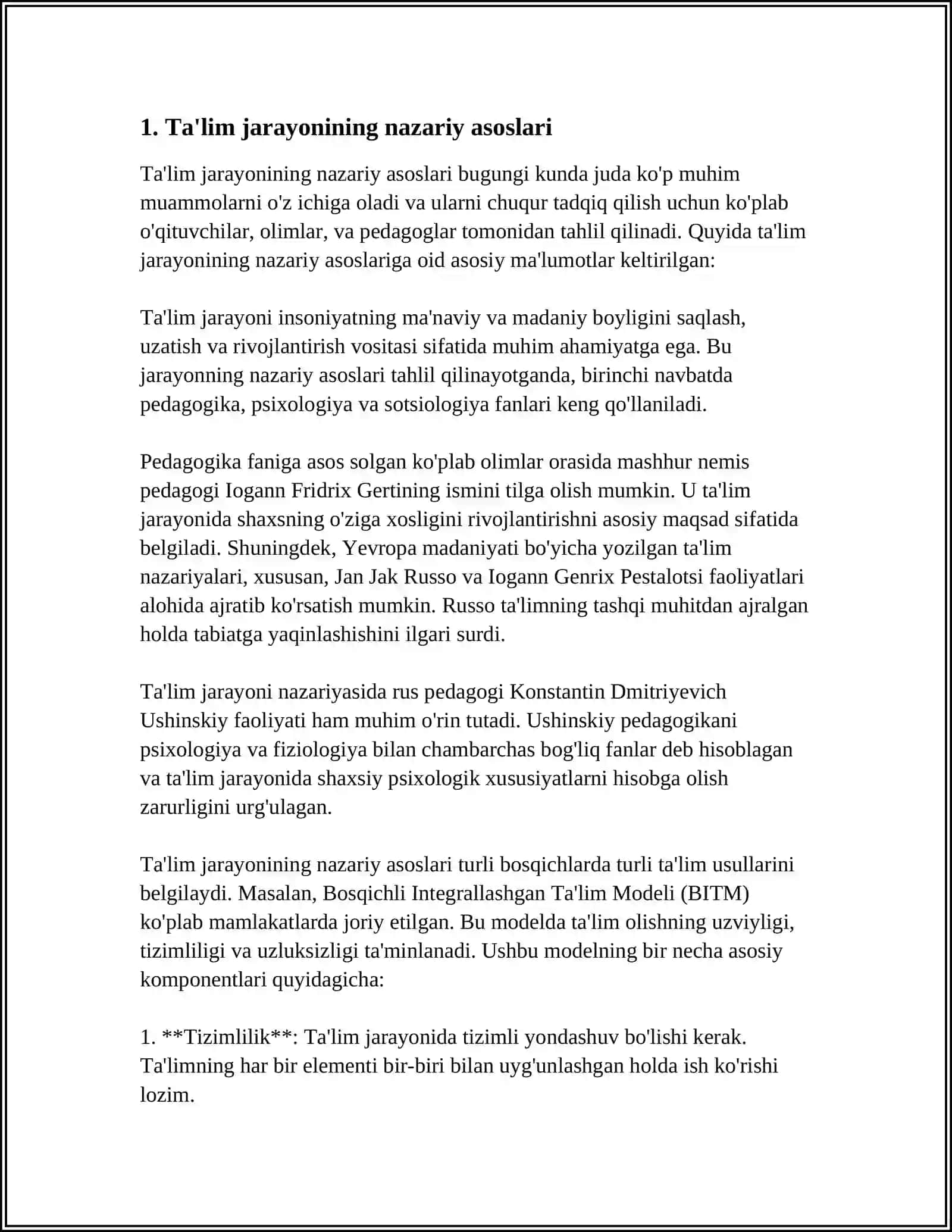 DIDAKTIKA-TAʼLIM NAZARIYASI. PEDAGOGIK JARAYON 3