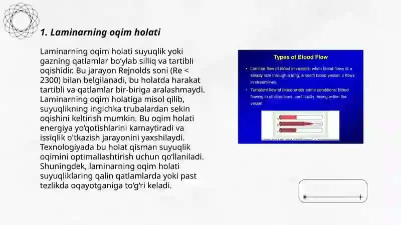 Laminar va turbulent oqimlar.Reynolds qonuni 3